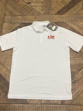 Antigua White Men's Polo with Color Logo